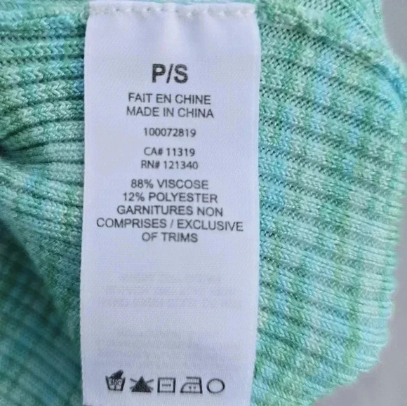 Garage Split Front Halter Top Tie Neck Sweater Tank Space Dye Green Blue S - Picture 9 of 9